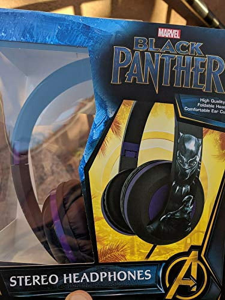 Black Panther Headphones, Adjustable Headband, Stereo Sound, 3.5Mm Jack