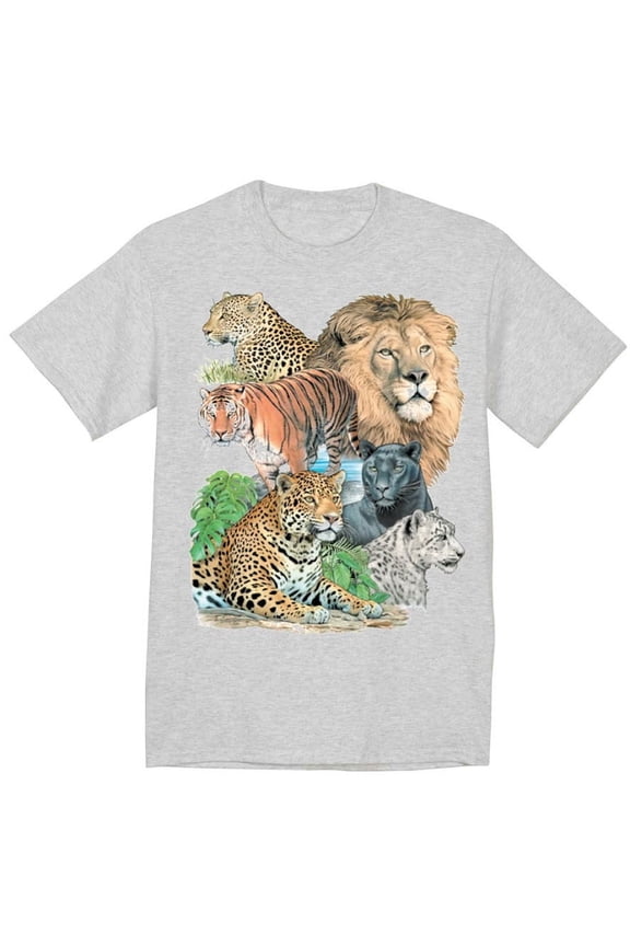 Black Panther Lion Tiger Cheetah Big Cats T-shirt Mens Graphic Tee