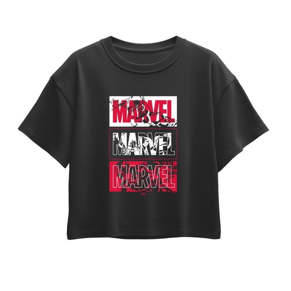 Black Panther - Logos Girls' Short Sleeve Boxy Graphic T-Shirt
