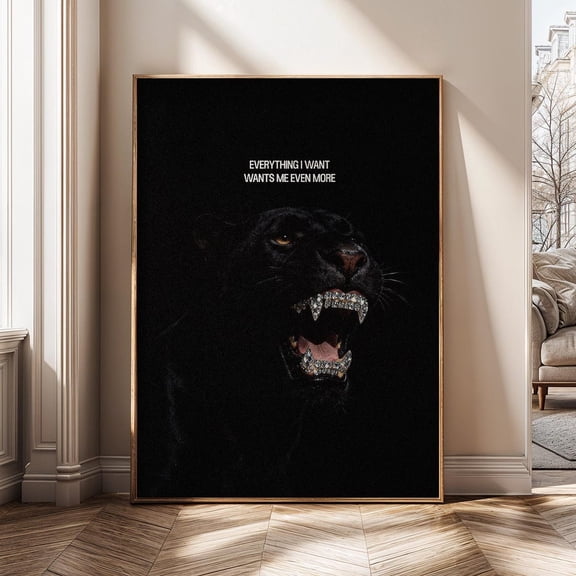 Black Panther Luxury Animal Art Motivational Quote Modern Dark Aesthetic Art Poster Unframed Paper Print