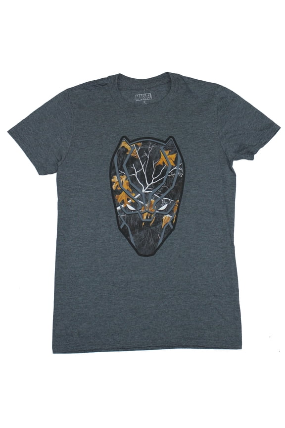 Black Panther (Marvel Comics) Mens T-Shirt - Black Panther Head Camo Filled Image (X-Large)