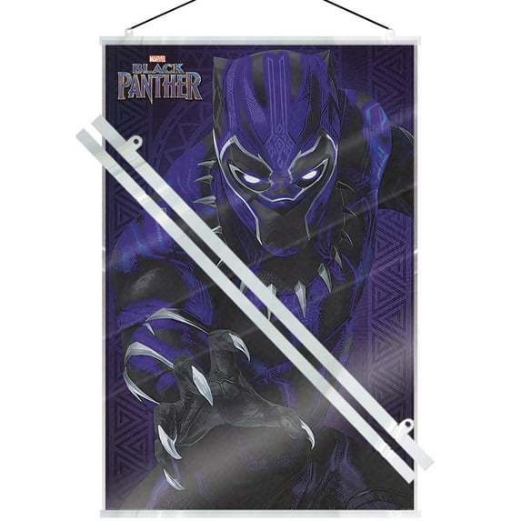 Black Panther - Marvel Movie Poster (Glow) (Size: 24" x 36") (Laminated Poster & Clear Hanger)
