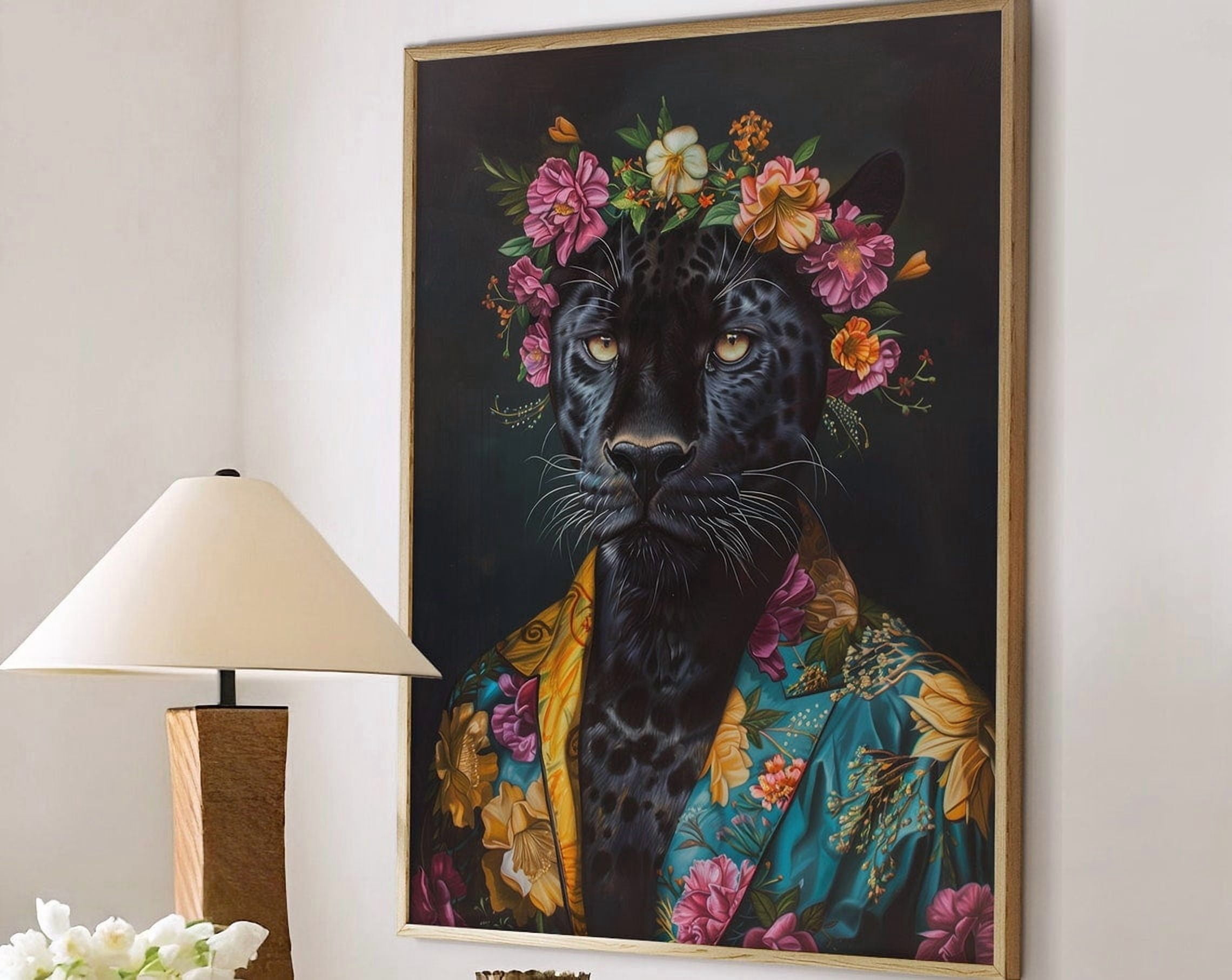 Black Panther Maximalist Eclectic Animal Portrait Funky Colorful ...