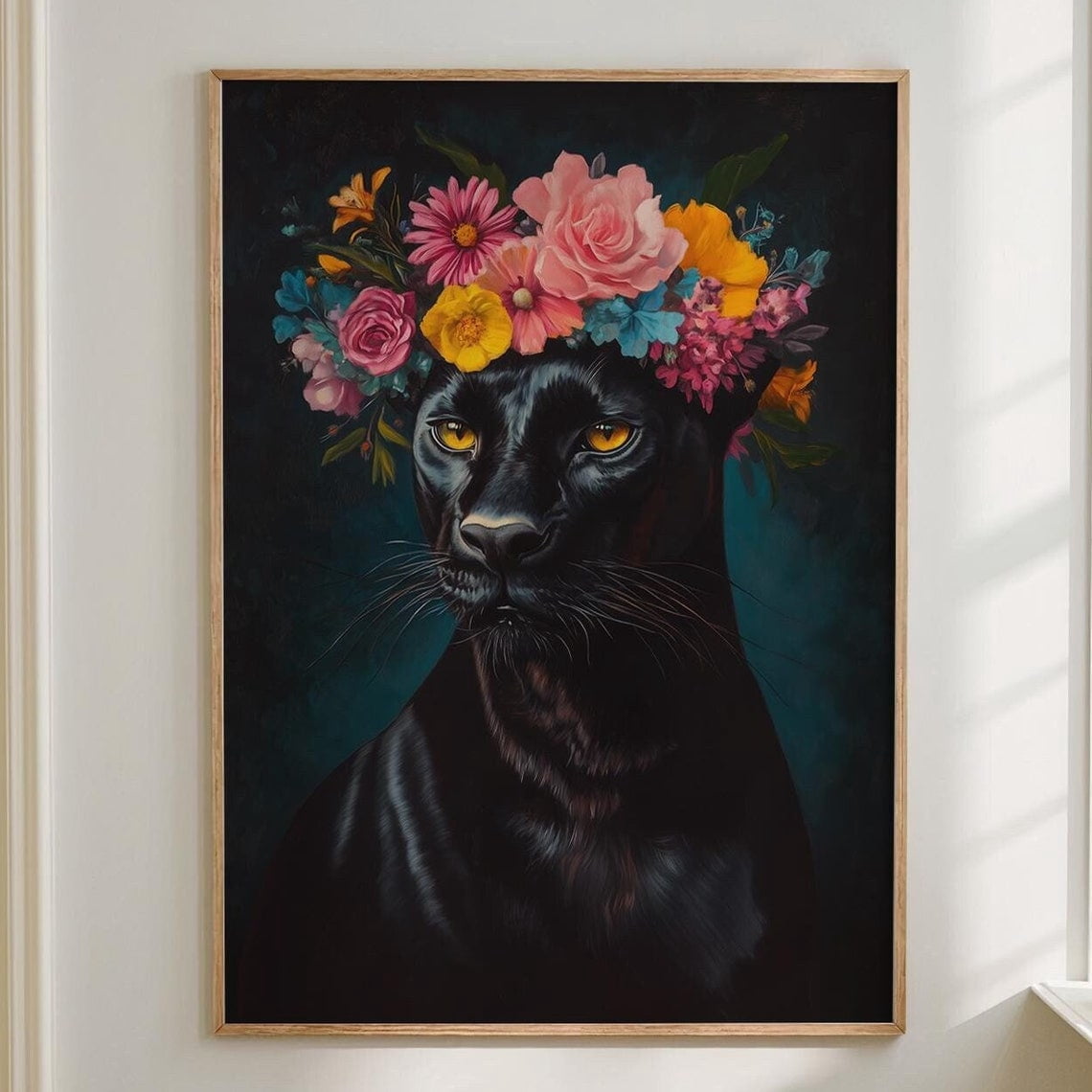 Black Panther Maximalist Eclectic Animal Portrait Funky Colorful ...