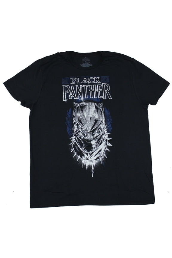 Black Panther Mens T-Shirt - Big Face Image Under Logo