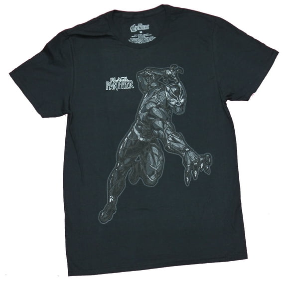 Black Panther Mens T-Shirt - Diving Reaching Textured Print Image (Medium)
