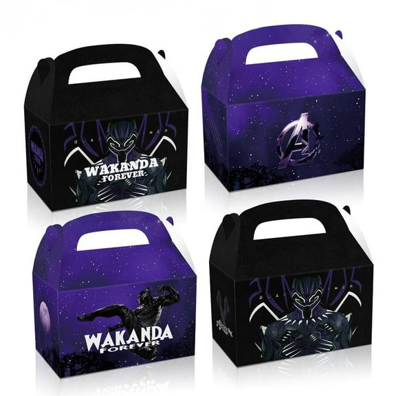 Black Panther Party Boxes,12pcs Black Panther Paper Box/Black Panther Treat Boxes/Black Panther Goodie Boxes, Black Panther Candy Boxes for Black Panther Birthday Decorations 6.2 x 3.7 x 3.7 Inches