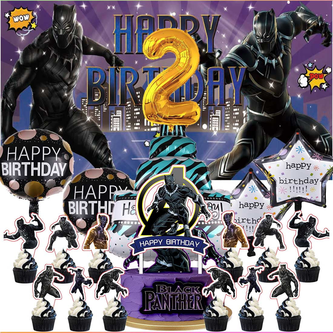 Black Panther Party Supplies Decor 2nd Kit Balloons Birthday Cake ...