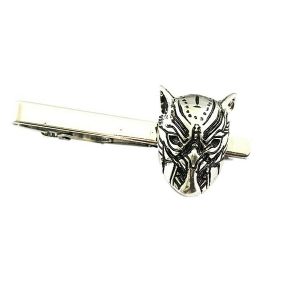 Black Panther Silvertone Mask Cosplay Metal Tie Clip