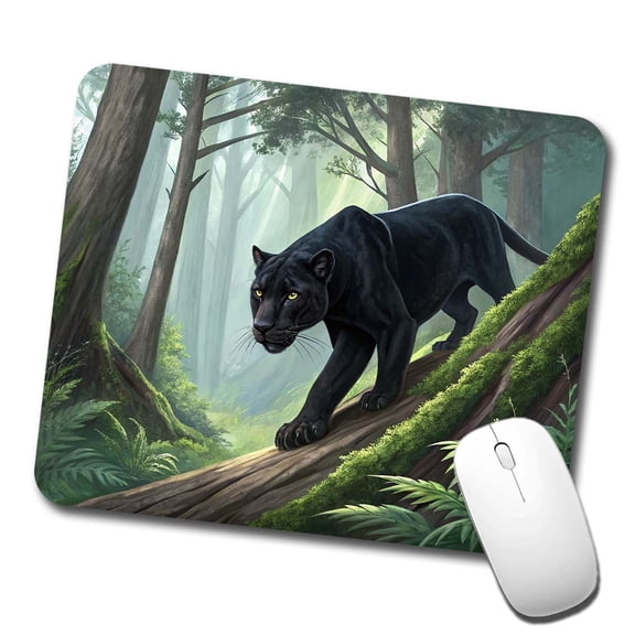 Black Panther Stalking Prey Mouse Pad Low Profile Gaming Mat