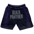 thumbnail image 1 of Black Panther T'Challa Marvel Men's Headgear Classics Mesh Baseketball Shorts (Small, Black/Purple), 1 of 5