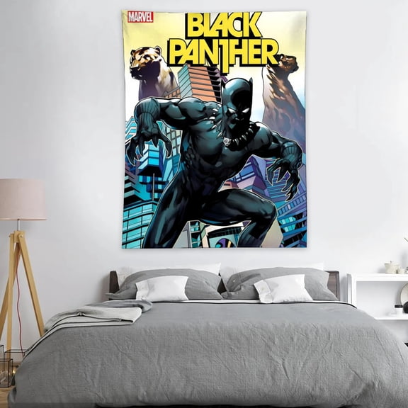 Black Panther-Theme Anti-pilling Tapestry Gift Wall Hanging Backdrop for Room Bedroom Girls Fans Background Banner Party Birthday Supplies Decor