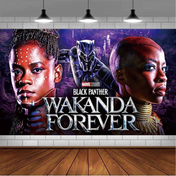 Black Panther Wakanda Forever Backdrop Banner Party Supplies Poster Movie Theme Background for Photography Birthday Decorations