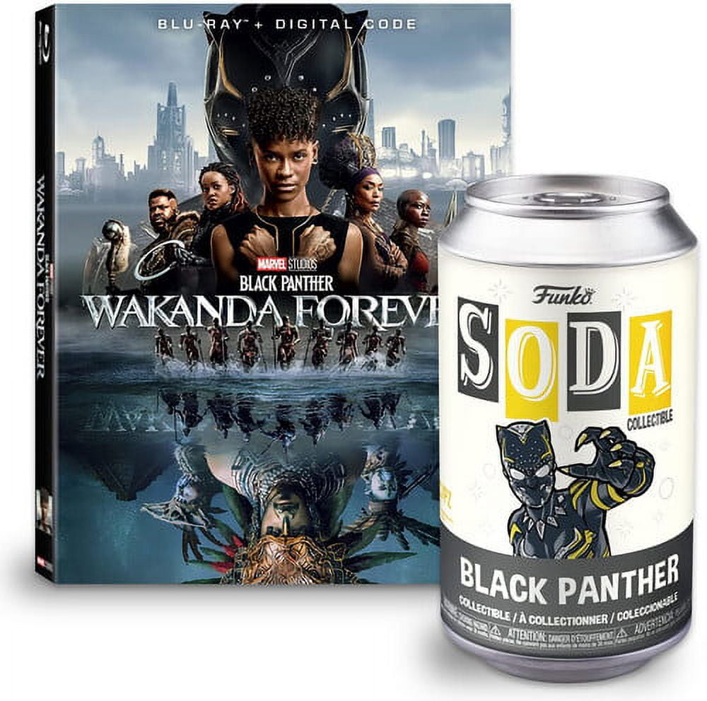 Black Panther: Wakanda Forever Blu-ray + Black Panther Funko Vinyl Soda (Walmart Exclusive) (Blu-ray) (Walmart Exclusive), Exclusive Bundle, Action & Adventure