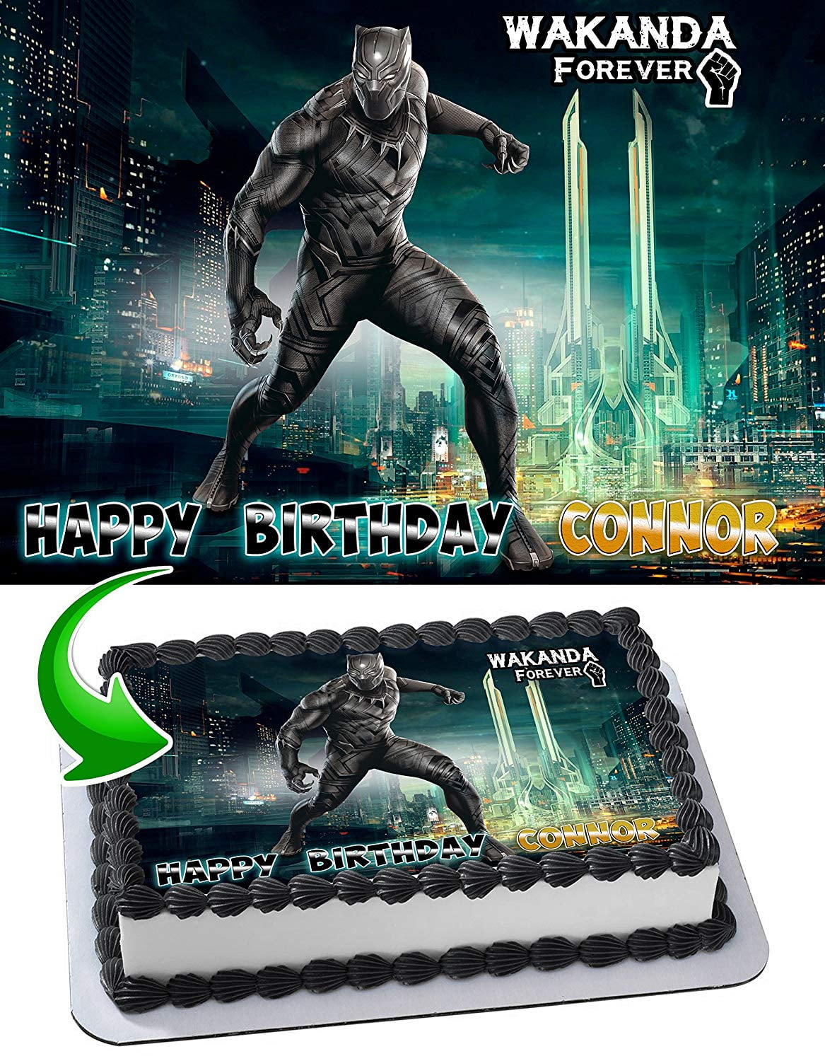 black-panther-wakanda-forever-edible-cake-topper-11-7-x-17-5-inches-1-2-sheet-rectangular-walmart-com