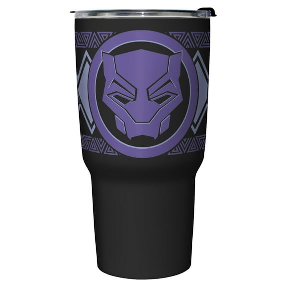 Black Panther: Wakanda Forever Purple Logo Stainless Steel Tumbler w/Lid Black 27 oz.