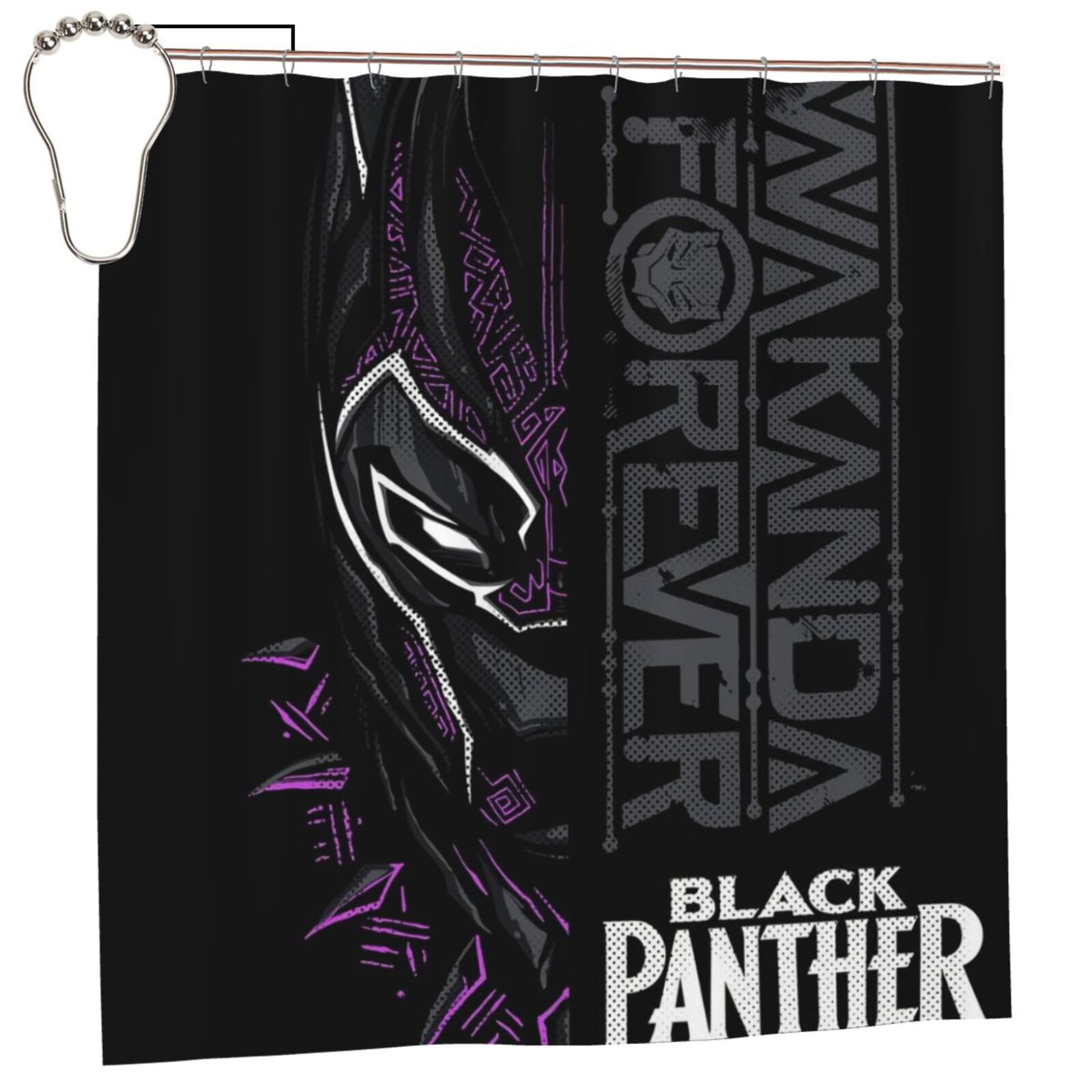Black Panther Waterproof Polyester Fabric Shower Curtain, Bathroom