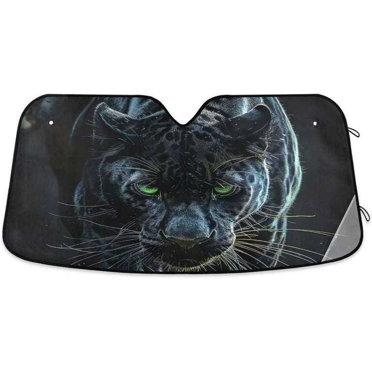 Black Panther Windshield Sun Shade for Cars Trucks SUVs UV Rays Defense Folding Front Auto Sunshade Visors 55x27.6 Inch Auto Interior