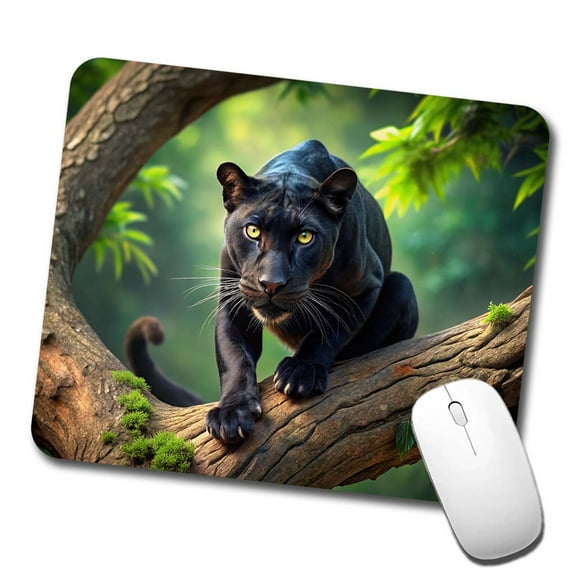 Black Panther on Branch Mouse Pad Low Profile Gaming Mat