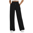 thumbnail image 1 of Black Pants for Ladies Fall Summer Casual Ruched Flare Wide Leg Paperbag Straight Leg Basic Long Bootcut Leg Pants Sweat Pants Juniors 2025 Soft Comfy Clothing Y2K XL, 1 of 6