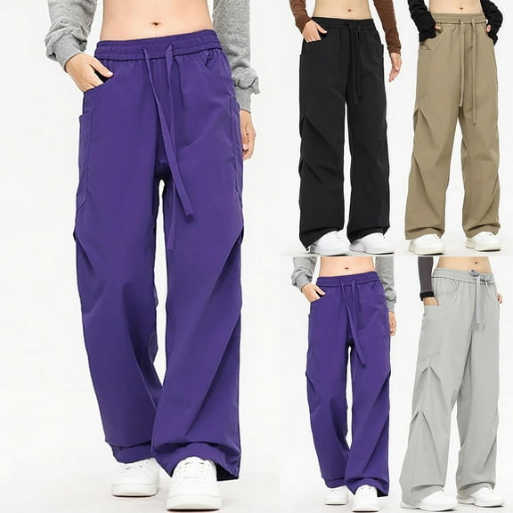 Black Pants for Women,Ladies' Solid Color Casual Versatile Waterproof And Windproof Outdoor Sports Pants Long Pants Women High Waisted Pants (Purple,M)