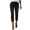thumbnail image 1 of Women's Pants Women Business Casual Pants plus Size Women's Casual Work Womens Business Womens Suits Short Women Fashion Capri Jeans Stretchy Distressed Hem Black S, 1 of 6