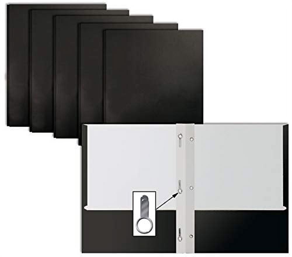 Black Paper 2 Pocket Folders with Prongs, 50 Pack, by Better Office