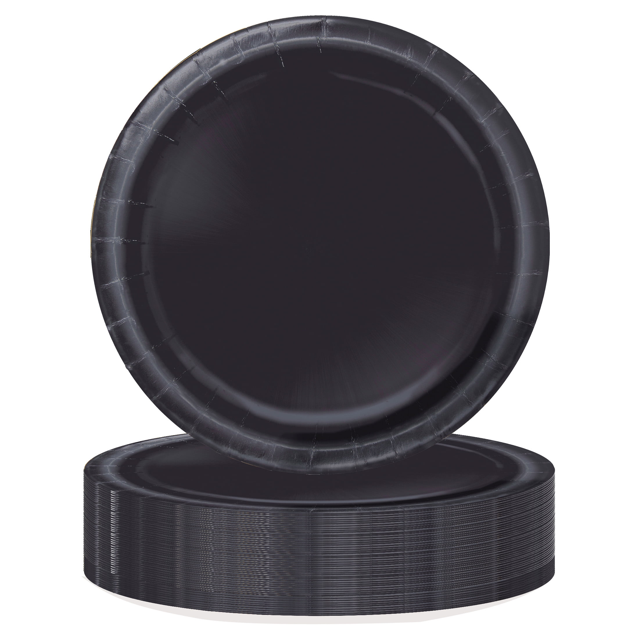 Disposable Paper Dinner Plates, 9 in, Black, 55 Count, by Way To Celebrate