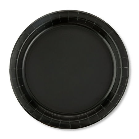 Disposable Paper Plates, 9", Black, 55 Count, by Way To Celebrate