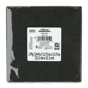 6.5" x 6.5" Disposable Black Paper Napkins, 24 Count, by Way To Celebrate