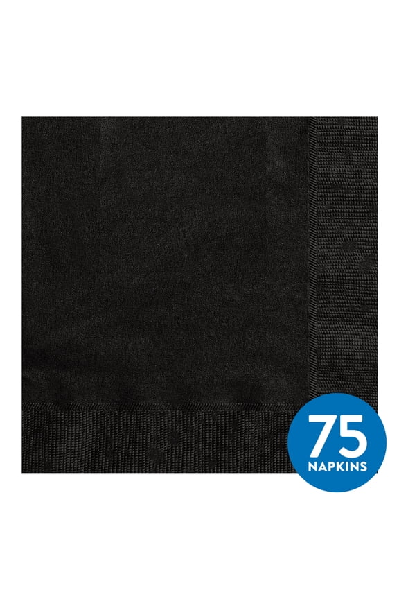 75CT 6.5IN x 6.5IN Black Disposable Paper Napkins by Way To Celebrate
