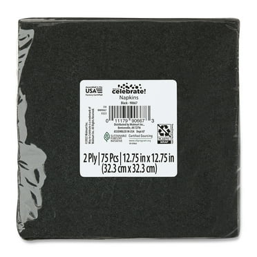 6.5" x 6.5" Disposable Black Paper Luncheon Napkins, 75 Count, by Way To Celebrate