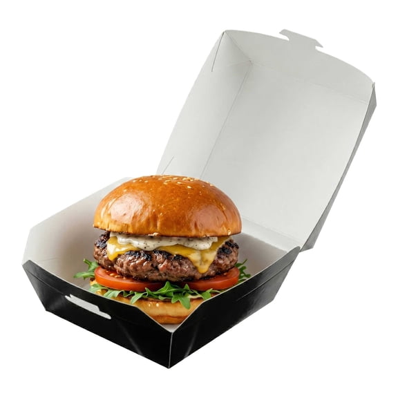 Bio Tek Black Paper Mini Burger Box - 2 3/4" x 2 3/4" x 2" - 100 count box
