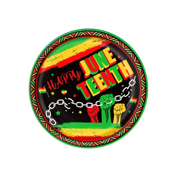 Black Paper Plates 9inJuneteenth Celebration Tableware 10 Pc Red Green Festive Party Supplies Backyard Cookout