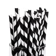 thumbnail image 1 of Black Paper Striped Straws (24Pc) - Party Supplies - 24 Pieces, 1 of 2