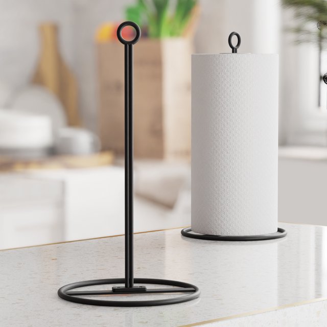 Black Paper Towel Holder, Standing Paper Towel Holder for Kitchen