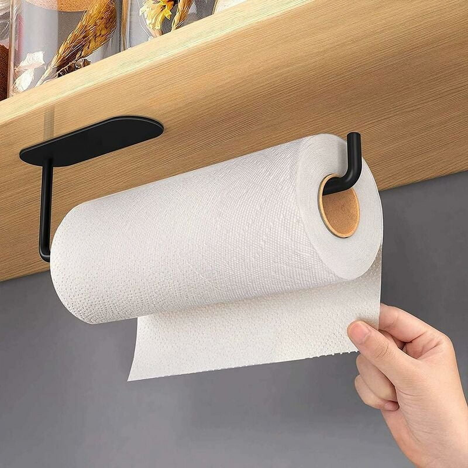 Stainless Steel Black Paper Towel Holder With Shelf - Wall Mount, Self-Adhesive Or Screw Install, For Kitchen, Bathroom, RV, Garage