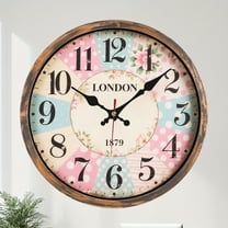 Black Paris Decorative Wall Clock with Big Arab Numerals, Retro Wood Wall Clocks for Living Room, Office and Kitchen, Colorful Quality Quartz Quiet Round Hanging Clock