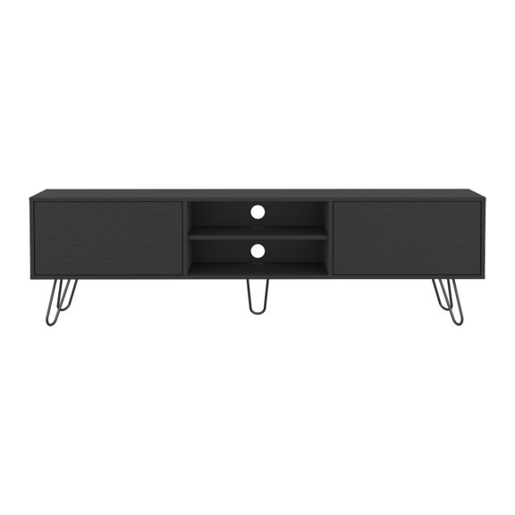 Black Particle Board Filled TV Stand with Five - Leg Design / Enhances Living Room Look