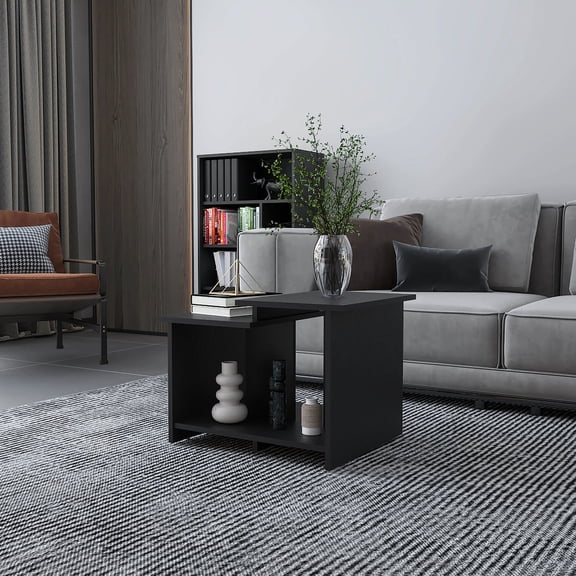Black Particle Board Material - Open Storage for Orderly Arrangement - Living Area Use - Clutter - Free Storage