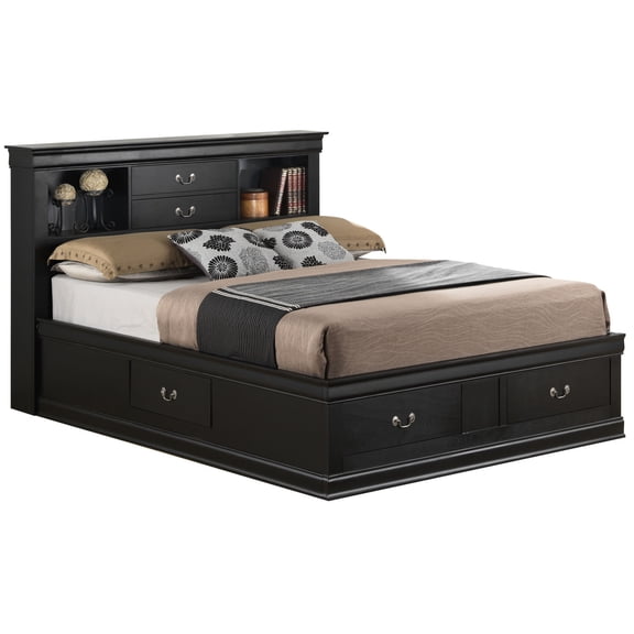 Black Particle Board Storage Bed / Match Any Decor Style
