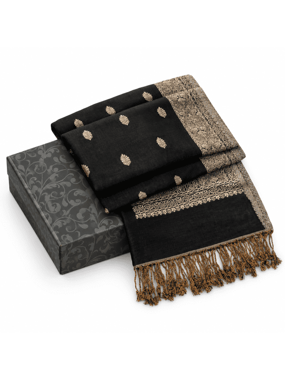 Black Pashmina Women's Scarf in Gift Box, Timeless Fashion Accessory