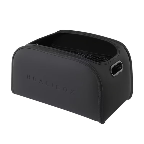 Black Passenger Side Storage Box, Premium PU Leather Multi-Purpose Car Organizer with Wide Opening Design, Large Capacity Vehicle Storage Bin for Front Passenger Seat & Car Trunk