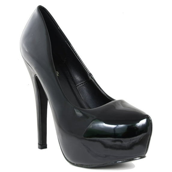 Black Patent Almond Toe Platform Pump Womens Stiletto Heels Women's - 7.5