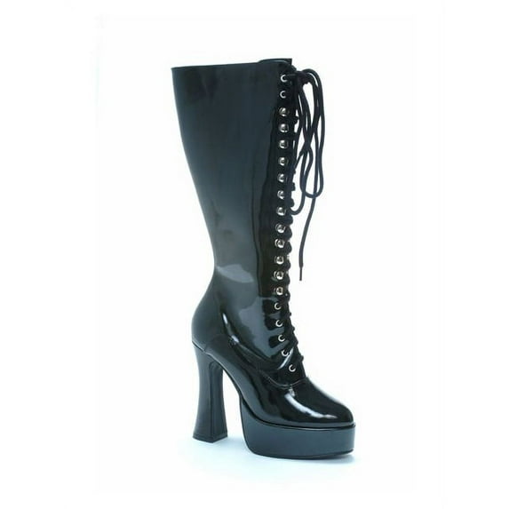 Black Patent Lace Up Womens Boots