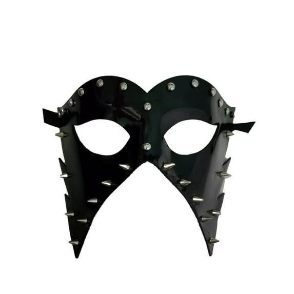 Black Patent Leather Metal Spikes Studs Masquerade Goth Mardi Gras Mask
