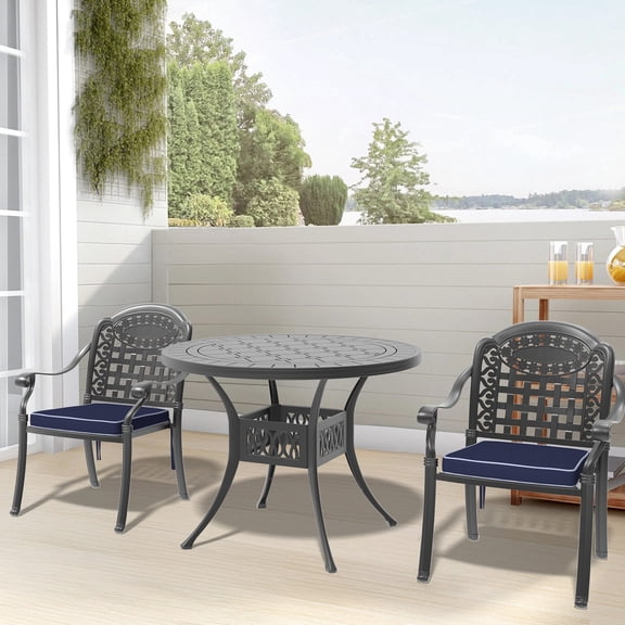 Black Patio Dining Set | Suitable for Two People | Benefit from the Traditional Casting Process