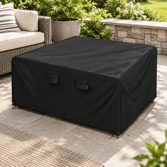 Black Patio Furniture Cover 64 x 64 x 28 Inch, Waterproof Outdoor Table ...