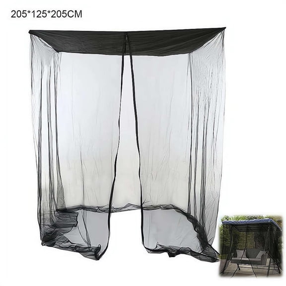 Black Patio Swing Mosquito Net with Waterproof Top & Zipper, Polyester Mesh Screen Cover, 80.7"x49.2"x80.7"