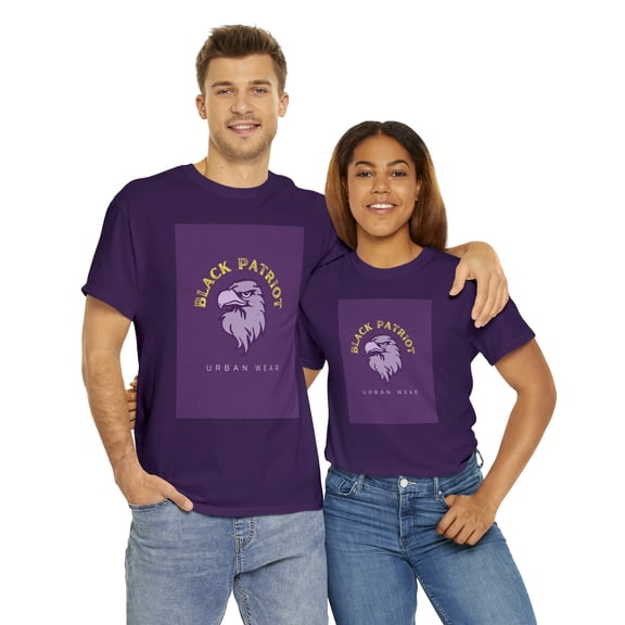 Black Patriot Urban wear Unisex Heavy Cotton Tee(purple eagle)